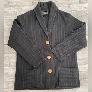Hedy Knits of California Cardigan Black Medium Blazer‎ Sweater